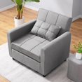 thumbnail image 7 of 3-in-1 Sleeper Chair with Pull Out Sofa, Multi-Functional Adjustable Chair into Bed, Modern Linen Fabric Sofa Bed (Light Grey), 7 of 7