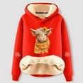 thumbnail image 2 of Telankuip Womens Sherpa Lined Christmas Hoodies Cute Girly Style Highland Cow Graphic Long Sleeve Hooded Sweatshirts Loose Soft Winter Warm Comfort Holiday Pullover Tops Red M, 2 of 3