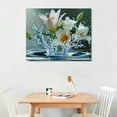 thumbnail image 3 of Nawypu White Lily Flower Wall Art Blue White Floral Nature Canvas Colorful Still Life Painting Bathroom Home Deco, 3 of 5