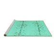 thumbnail image 2 of Ahgly Company Machine Washable Indoor Round Solid Turquoise Blue Modern Area Rugs, 3' Round, 2 of 4