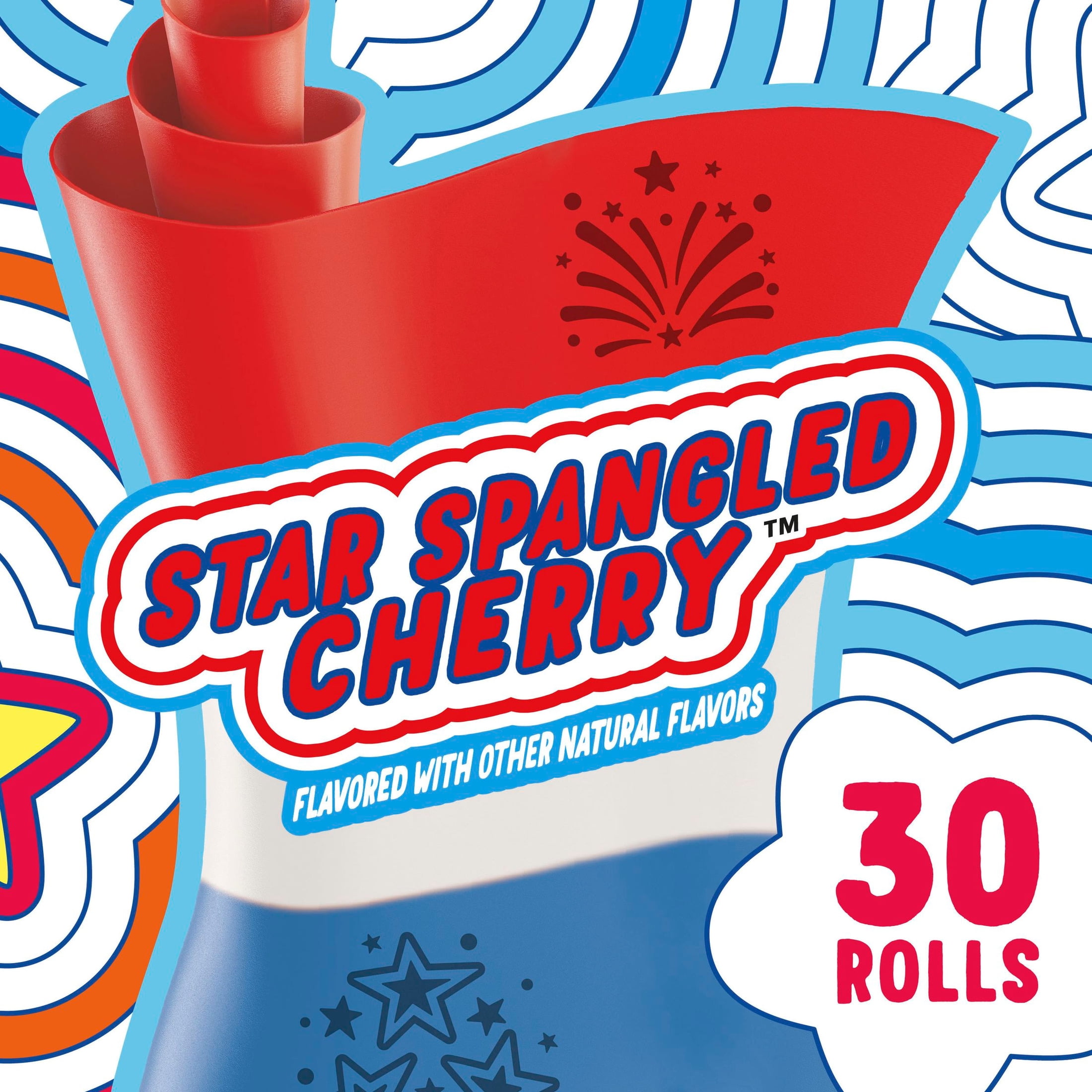 Fruit Roll-Ups Fruit Flavored Snacks, Star Spangled Cherry, Party Pack, 30 Count, 15 oz