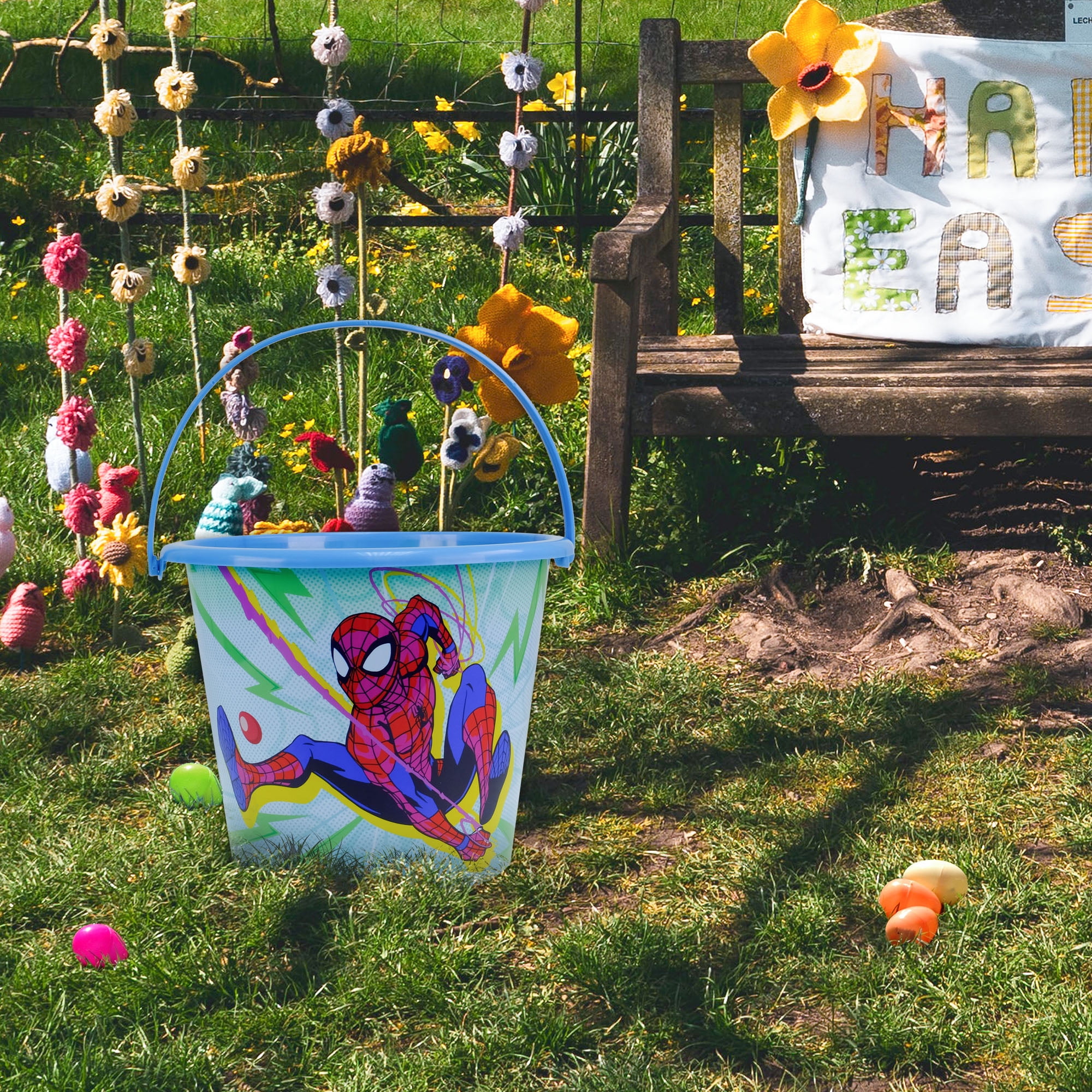Spiderman Jumbo Plastic Easter Basket, Blue, by Ruz
