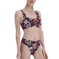 thumbnail image 4 of High Waisted Bikini Sets For Women, Skull Rose Flowers Swimsuits Tummy Control, Two Pieces Bathing Suit, 4 of 8