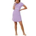 thumbnail image 2 of INSPIRE CHIC Women's Pajamas Night Shirts Cats Printed Sleep Dress Short Sleeve Nightgowns M Light Purple, 2 of 6