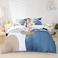 thumbnail image 2 of jejeloiu Nautical Abstract Duvet Cover King For Men Women,Coastal Print King Bedding,Blue Brown,Reversible,3pcs,1 Duvet Cover and 2 Pillowcases, 2 of 6
