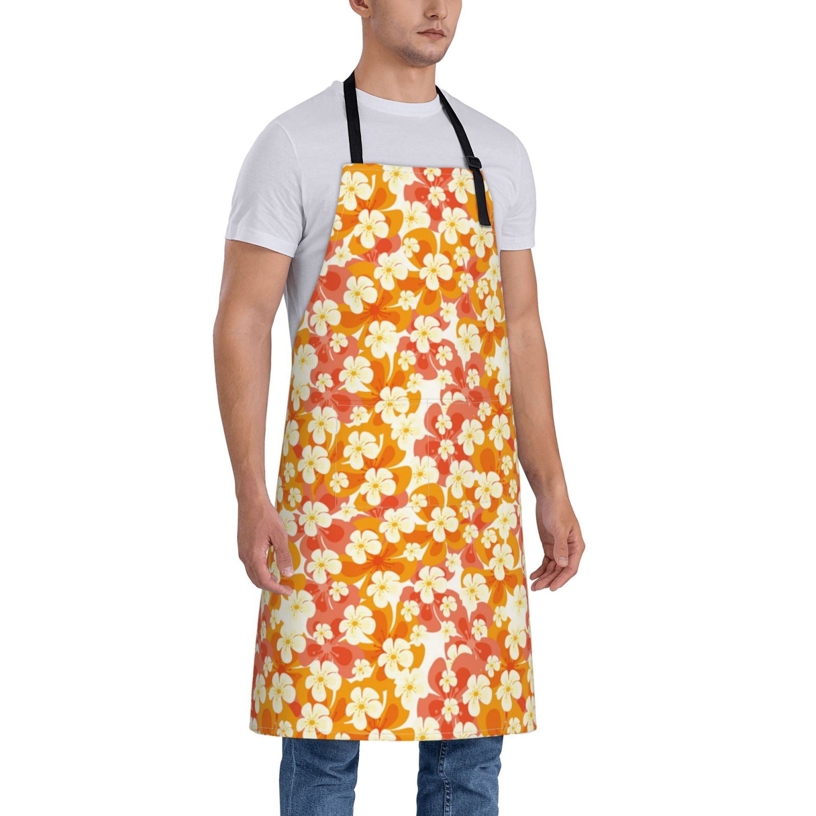 Kdxio Orchids Flowers Apron with Pockets Adjustable Kitchen Aprons for Men Women Waterproof Aprons for Cooking,Drawing,Crafting, Baking Household Cleaning