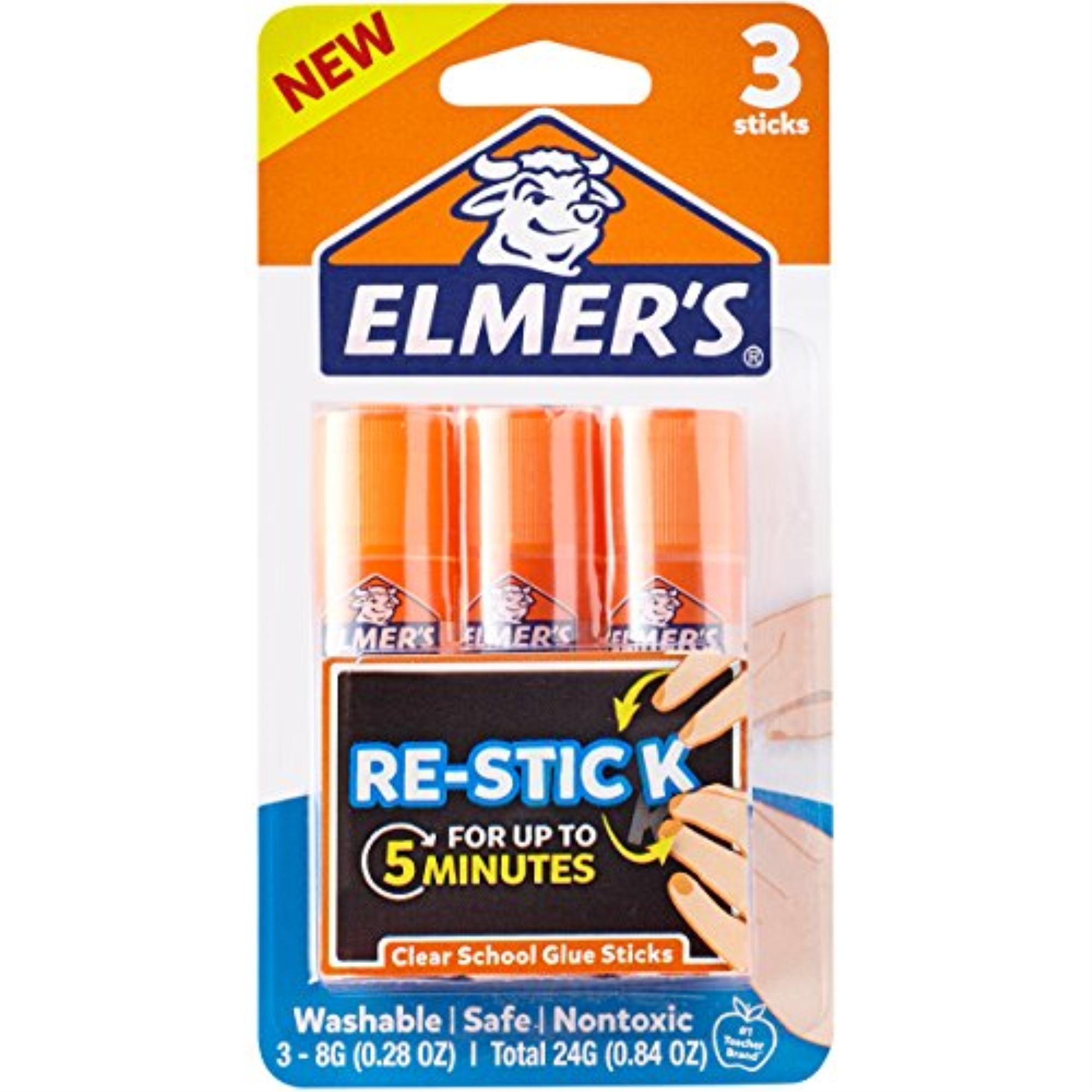 Elmer's 0.28 Ounce Re-Stick School Glue Sticks, 3 Count