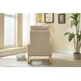 thumbnail image 4 of Solid Wood Leg Rocking Chair with Adjustable Footrest & High Back Support - Plush Teddy Fabric Armchair with Reinforced Side Pocket for Living Room Comfort (Beige), 4 of 9