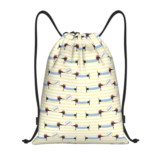 Lukts Dachshund Dog Puppy Pattern Drawstring Backpack Bag Sport Gym Sackpack,String Backpack Sport Bag Sack,Cinch Tote Gym Backpack-Medium