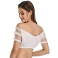 thumbnail image 4 of Women's Bavarian Oktoberfest Costume Traditional Dirndl Blouse Beer Garden Crop Top white 4 S, 4 of 7