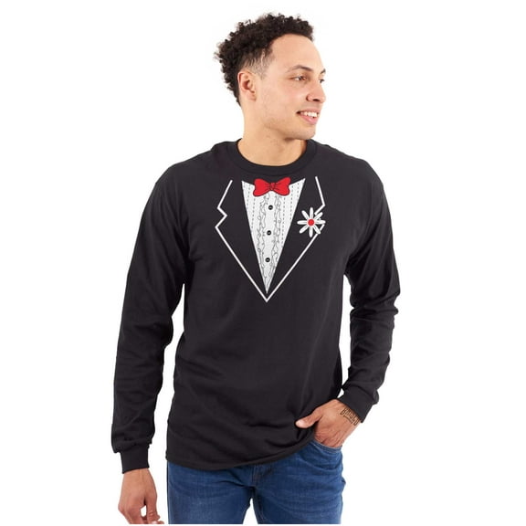 Vintage Formal Bachelor Party Tuxedo Men's Big & Tall Long Sleeve Graphic Tee Brisco Brands 2X