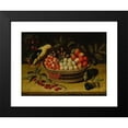 thumbnail image 2 of Paul Dorival 24x19 Black Modern Framed Museum Art Print Titled - Still Life with Cherries, Plums, Raspberries and Other Fruits in a Basket, with a Yellow Bird, 2 of 5
