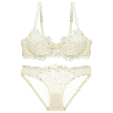 Sentmoon Lingerie for Women Women s-thin Transparent Embroidered Breathable Sexy Lace Bra Bra Plus Size Bra Set Valentines Lingerie Valentines Day Gifts for Her Up to 40% Off