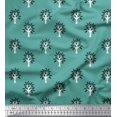 thumbnail image 1 of Soimoi Rayon Fabric Floral & Flying Swan Block Print Fabric by The Yard 56 Inch Wide, 1 of 3