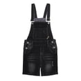 thumbnail image 1 of KIDSCOOL SPACE Girls Shorts,Little Girls Stretchy Denim Ripped Summer Shortalls,Deep Blue,5-6 Years, 1 of 7