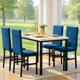 thumbnail image 5 of AWQM 5 Piece Dining Table Set, Kitchen Table and Chairs Set for 4 with Faux Marble and 4 Velvet Upholstered Dining Chairs for Home, Restaurant, White & Blue, 5 of 11