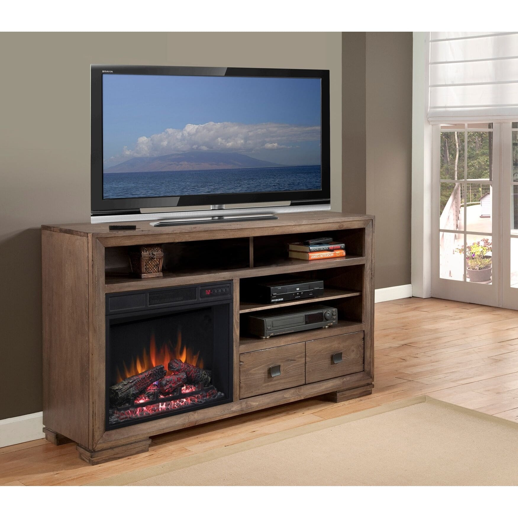 Progressive Tahoe 60 In Fireplace Console Com