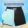 thumbnail image 5 of Aideaone Boys Swim Trunks with Compression Liner Solid Color Bathing Suits Summer Quick Dry Swimwear Swim Shorts 6-14T, 5 of 7