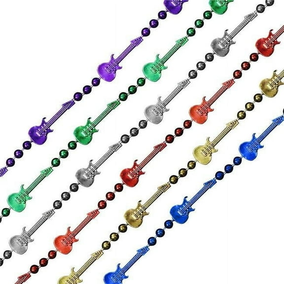 Blinkee 597120 Rock N Roll Guitar Bead Necklace, Assorted Color - Pack of 12