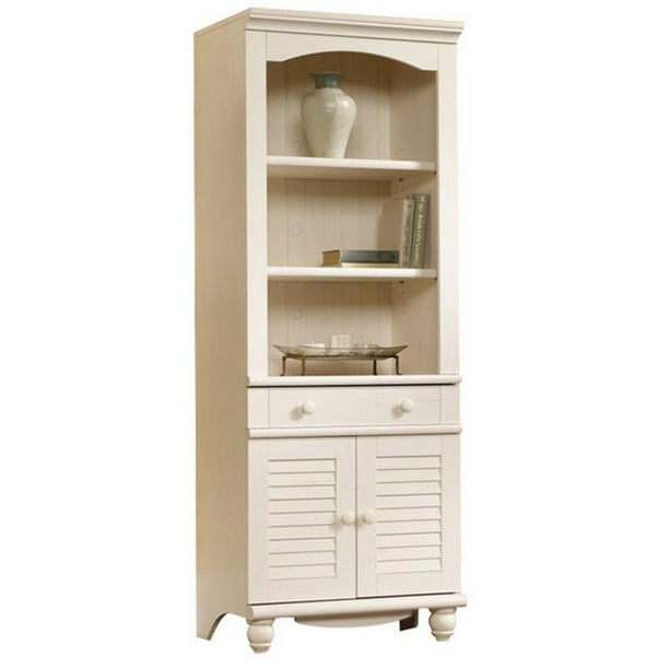 Sauder Harbor View Library Bookcase, White Library Bookcase With Doors