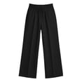 thumbnail image 3 of cocolona Linen Pants Women Summer High-waisted Wide Leg Beach Pants Trendy Casual Baggy Drawstring Trousers with Pockets, 3 of 7