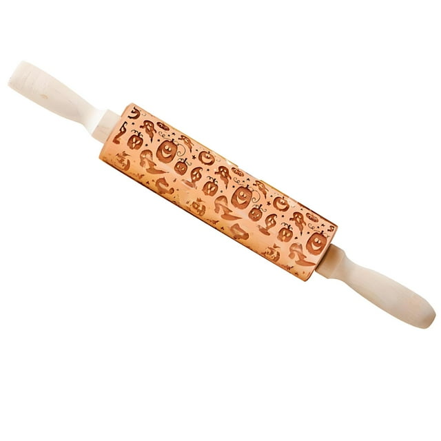 DOLITY Halloween Embossed Rolling Pin Portable Cookie Stamp for Baking Pies Waffles L