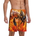 thumbnail image 2 of Balery Honeybee On Vibrant Flower Pantalones cortos de pijama de punto de algodón para hombre con cinturilla y bolsillos-Medium, 2 of 6