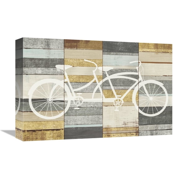 Global Gallery's 'Beachscape Tandem Cruiser Gold Neutral' By Michael Mullan Stretched Canvas Wall Art