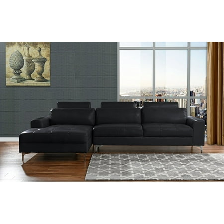 Modern Large Leather Sectional Sofa L Shape Couch With Extra Wide Modern Large Leather Sectional Sofa L Shape Couch With Extra Wide Chaise Lounge Black