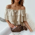 thumbnail image 2 of 2024 Spring Chiffon Women‘s Blouses Off The Shoulder Ruffle Elegant White Shirts Female Spring Elegant Fashion Office Ladies, 2 of 7