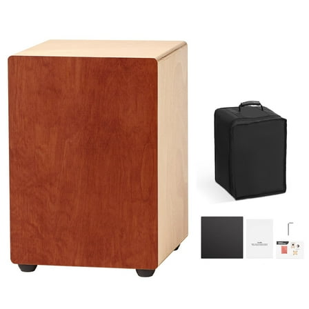 KFFKFF Cajon Box Drum with Internal Guitar Strings, Lightweight Wooden Percussion Instrument, Portable Birch Wood Drum with Travel Bag, Suitable for Beginners and Professionals, 12 x 12 x 17 in