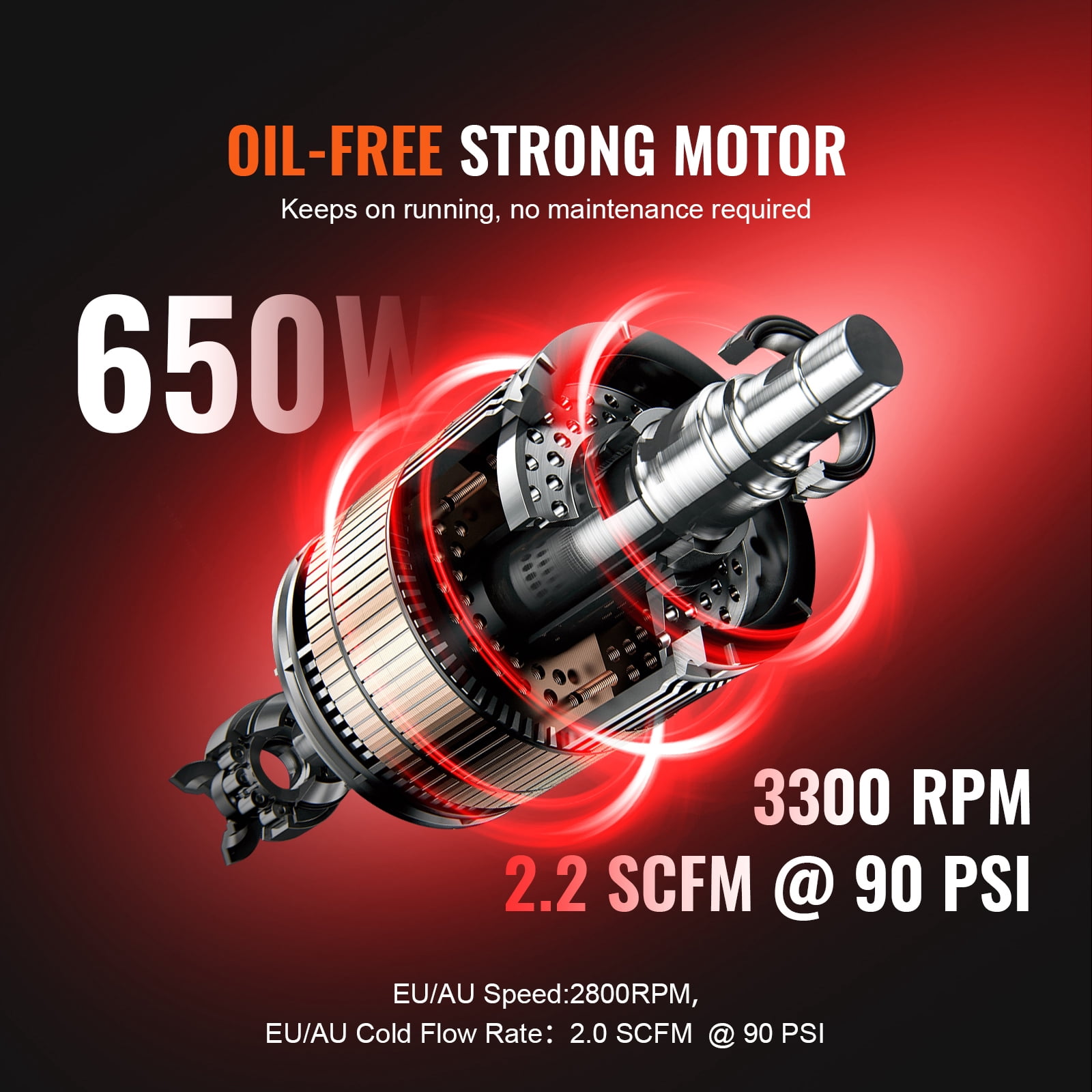 KFFKFF Air Compressor, 8 Gallon Tank, 1HP 2.2 CFM@90 PSI, Oil-Free, Max 120PSI, 80dB Quiet, Portable for Car Maintenance, Tire Filling, Painting