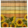 thumbnail image 3 of Coolnut Sunflowers On Wooden Board Bath Shower Curtain Liners 72x72in 100% Polyester Waterproof Bath Curtain with Hooks, 3 of 6