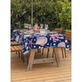 thumbnail image 3 of Outdoor Tablecloth with Umbrella Hole for Patio/Picnic/Party/Camping, Beach Coastal Waterproof Table Cloth Rectangle Table Cover Washable, Summer Nautical Shell Starfish Coral Blue (60"x 84"), 3 of 8