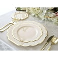 thumbnail image 3 of " OCCASIONS " 40 Plates Pack, Heavyweight Disposable Wedding Party Plastic Plates (8'' Appetizer/Dessert Plate, Imperial White and Gold), 3 of 11