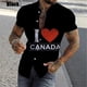 thumbnail image 3 of Nueva camisa hawaiana con estampado completo "I Love Canada" de verano para hombre, camisa informal de manga corta con botones para hombre, camisa de playa de talla grande, 3 of 5