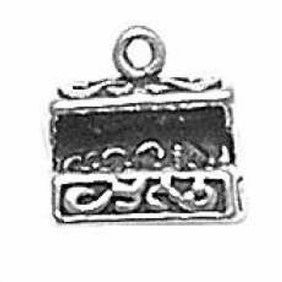Sterling Silver 16" .8mm 3D Ornately Decorated Opened Sea Treasure Chest Pendant Necklace