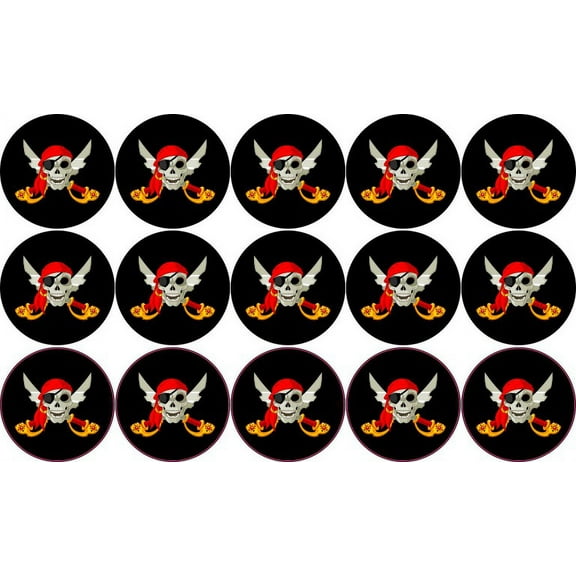 [15x] 1in x 1in Jolly Roger Pirate Flag Stickers