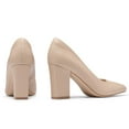 thumbnail image 6 of Zhabtuc Women's Pointed Toe Chunky High Heels Closed Toe Block Heels Slip on Pumps Dress Office Pumps Shoes for Lady Nude Size 8.5, 6 of 7