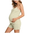 thumbnail image 2 of Uootdi Womens Maternity Sets Nursing Spaghetti Strap Tops Shorts Two Piece Slim Fit Stretchy Breathable Loungewear Sets Pregnancy Wear Gift, 2 of 7