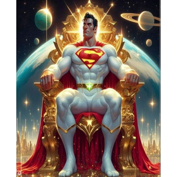 Superman Diamond Painting Kits for Adults, 5D Diamond Art Kits for Beginners, DIY Full Drill Paint with Diamond, Home Wall Decor 12 x16 Inch