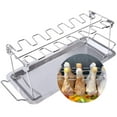 thumbnail image 2 of Chicken Leg Rack for Oven & Grill, Stainless Steel Chicken Roaster, 14 Leg Chicken Rack, Chicken Leg Rack with Drip Pan, Chicken Grill Stand & BBQ Rack with BBQ Brush, 2 of 7