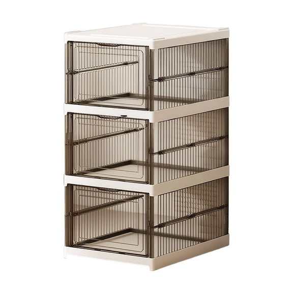YIKA Thickened Plastic Shoe Storage Box Organizer Stackable Foldable Installation-Free Shoe Rack Shoe Cabinet with Lid Drop Front Door for Closet Entryway Under Bed Sneaker Organizers and Storage