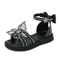 thumbnail image 3 of LIIPEE Girls Sandals Summer Fashion Butterfly Rhinestones Open Toe Non- Soft Sole Shoes Kids Sweet Vacation Princess Sandal,Black,26, 3 of 9