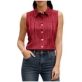 thumbnail image 5 of Taqqpue Women Tank Top Striped Button Down Sleeveless Shirt Blouse Beach Vacation Plus Size Tops Casual Collared Office Work T Shirt for Women S-XXL, 5 of 8