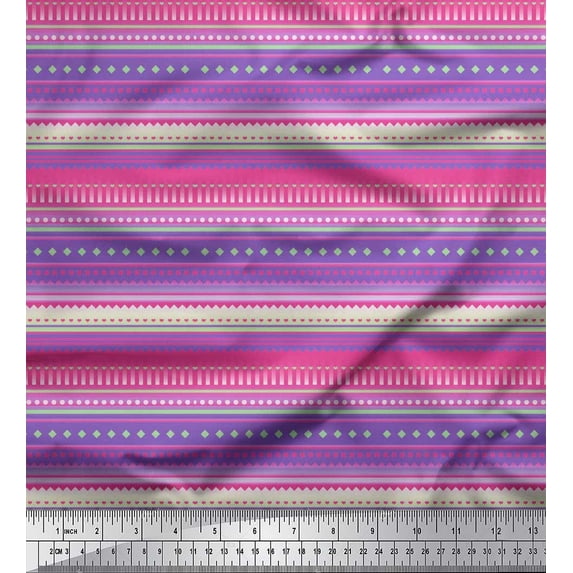 Soimoi Cotton Jersey Fabric Stripe,Heart & Dot Texture Print Fabric by The Yard 58 Inch Wide