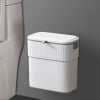 Cubo de basura de cocina para colgar en la puerta del armario, sin necesidad de perforar, de plástico con tapa. Cubo de basura adhesivo para baño con tapa, inodoro.