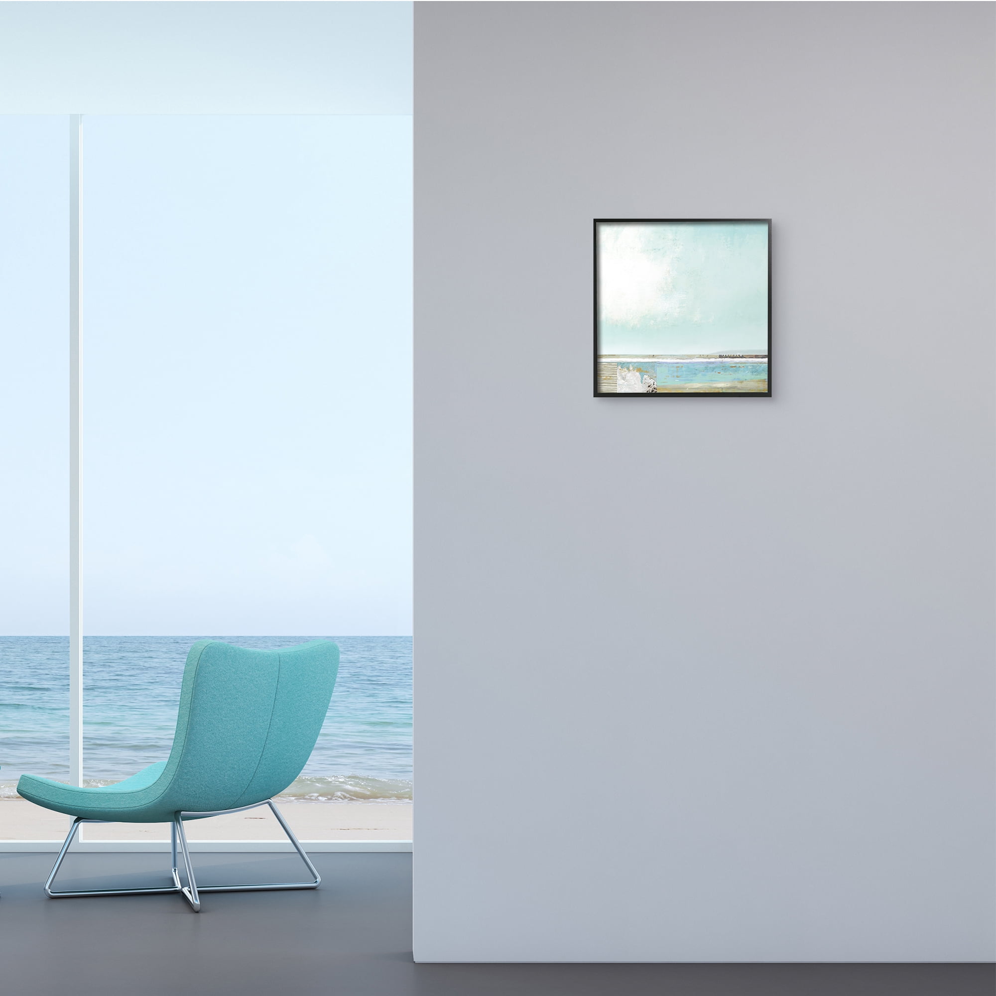 Stupell Industries Ocean Boardwalk Abstraction Sunny Daytime Beach,12 x 12,Designed by Suzanne Nicoll