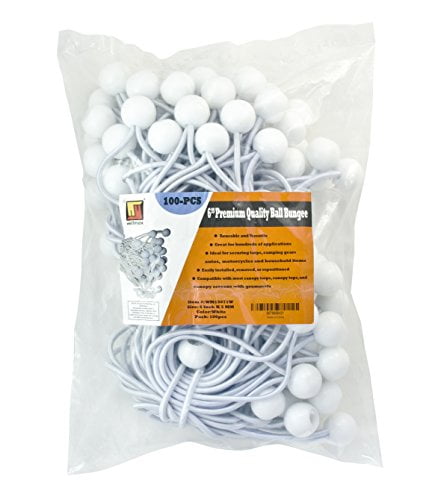 Comtops Heavy duty 6 100 PC Ball Bungee Canopy Tarp Tie Down Cord White Color Bonus 6 PK Mini Bungee Cord Comtops Heavy duty 6 100 PC Ball Bungee Canopy Tarp Tie Down Cord White Color Bonus 6 PK Mini Bungee Cord