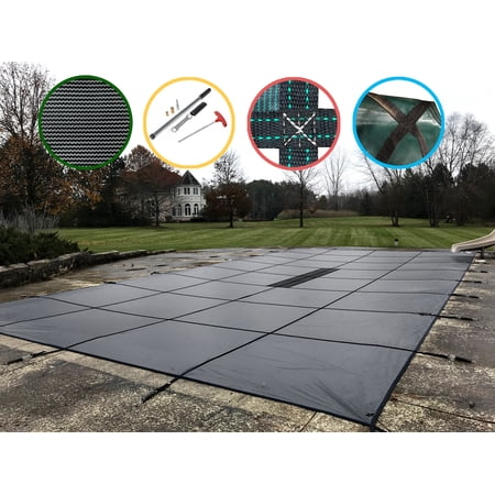 WaterWarden in-Ground Pool Safety Cover Fits 16’ x 32’  Center Drain Panel